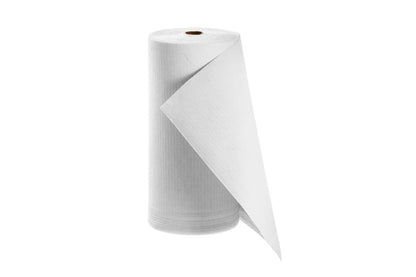 Patientenumhang aus Polyethylen in weiß, aufgerollt.