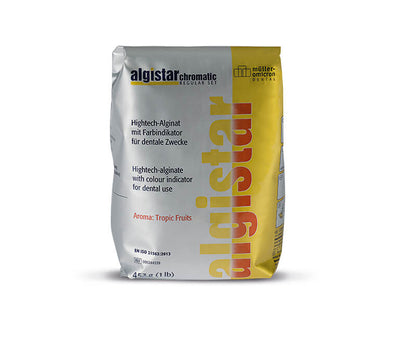 Alginat mit Farbindikator von Müller-Omicron in gelber Verpackung.