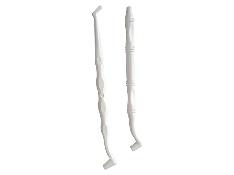 Beidseitig verwendbarer Applikationstip-Halter aus weißem Polypropylen.