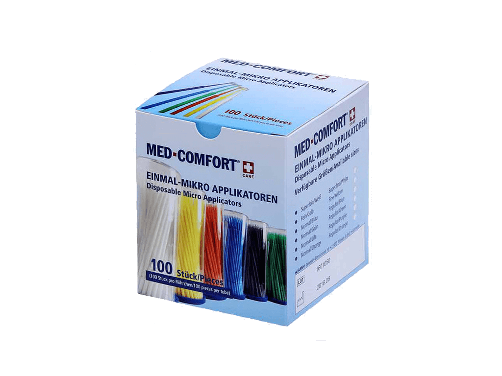 Einmal-Mikro-Applikatoren in bunter Box mit 100 Stück.