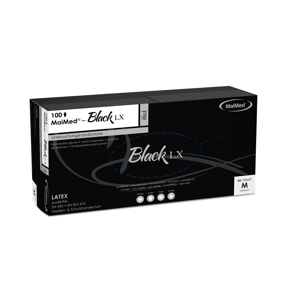 MaiMed-Black LX PF Latexhandschuh, puderfrei