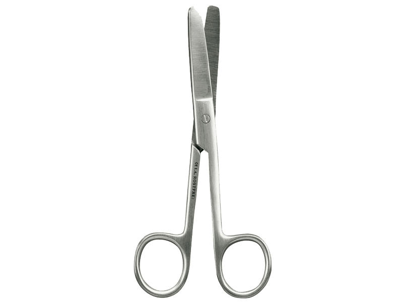 Chirurgische Schere, stumpf/stumpf, aus Edelstahl, gerade Form.
