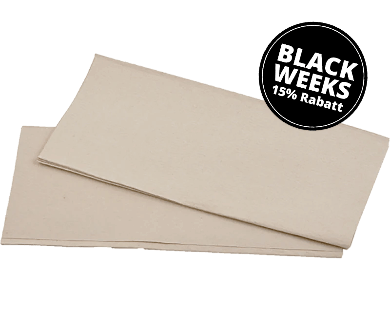 1-lagige Papierhandtücher aus Recyclingpapier, Zick-Zack gefaltet.