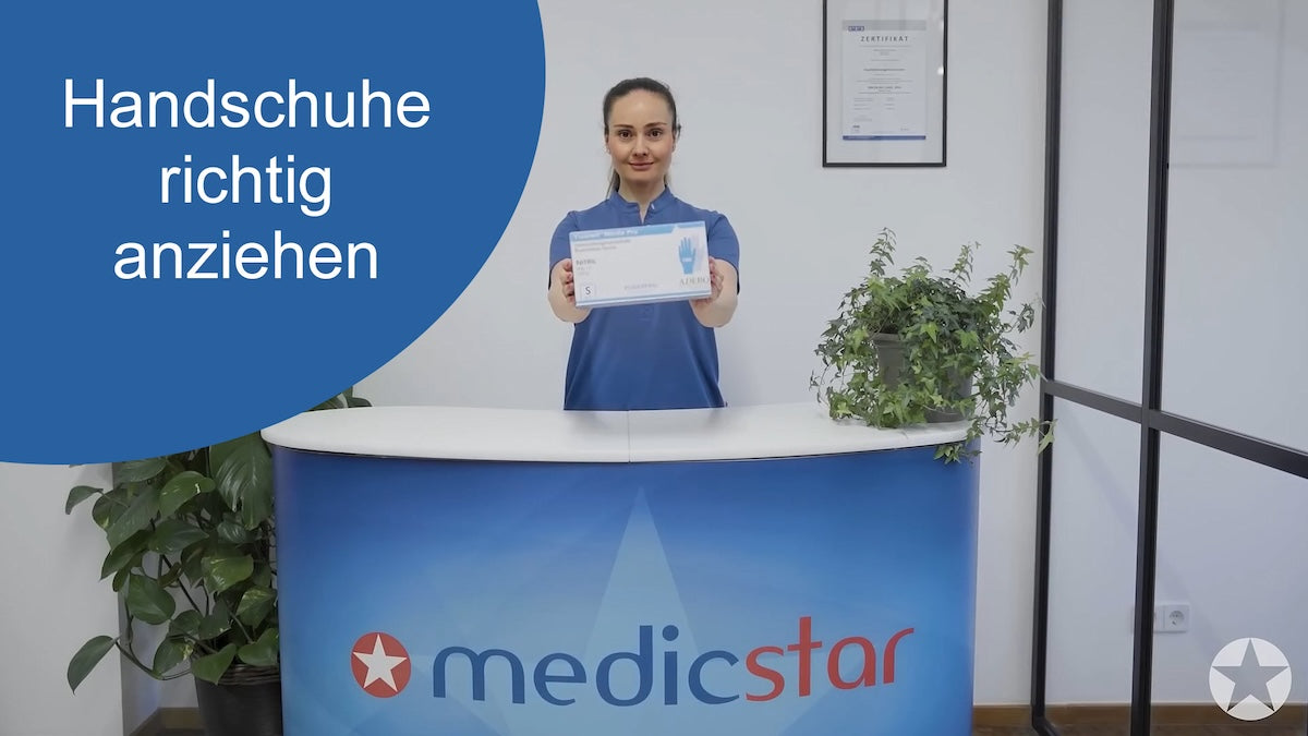 Video laden: Richtig an- und ausziehen von Nitrilhandschuhen