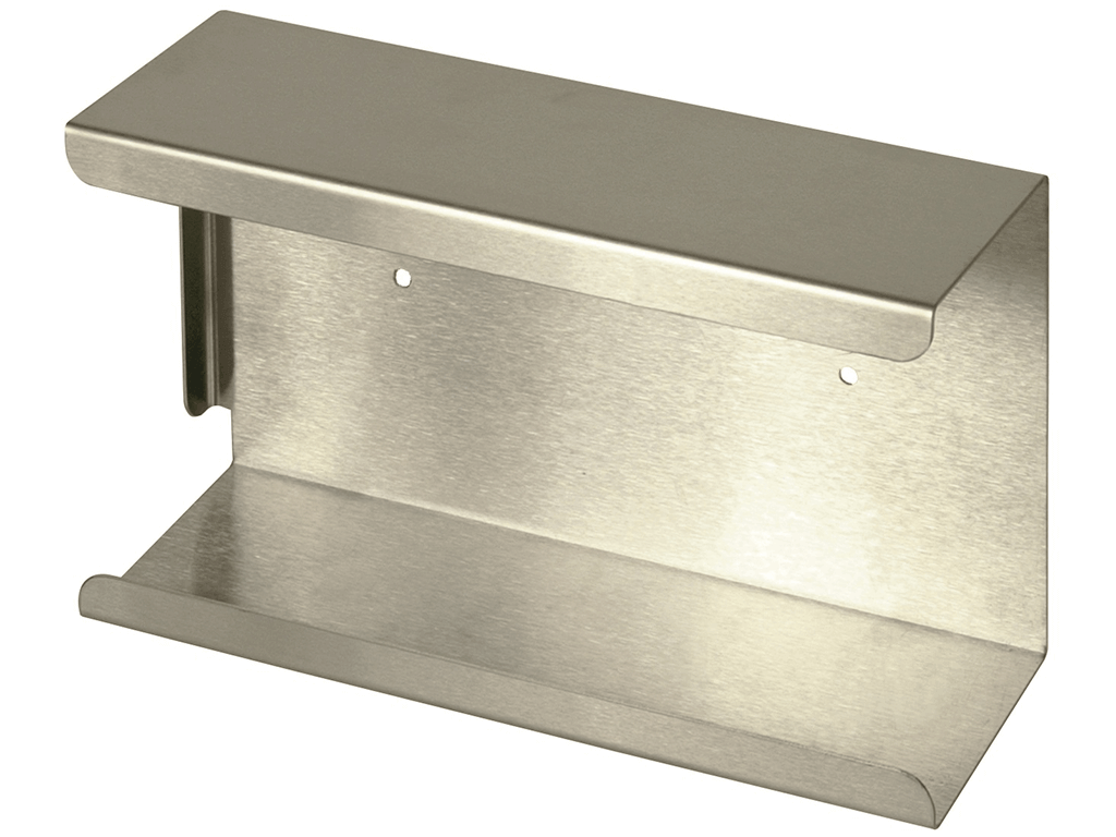 Edelstahl-Handschuh-Dispenserhalter zur horizontalen oder vertikalen Wandmontage.