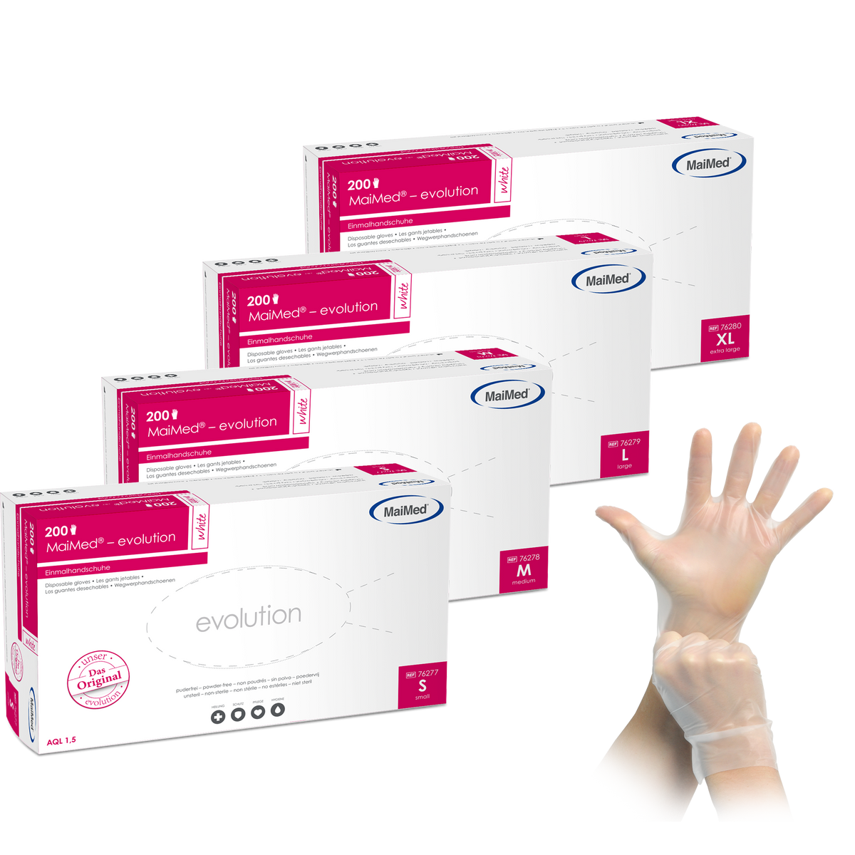 MaiMed-evolution white Latexfreie Einmalhandschuhe