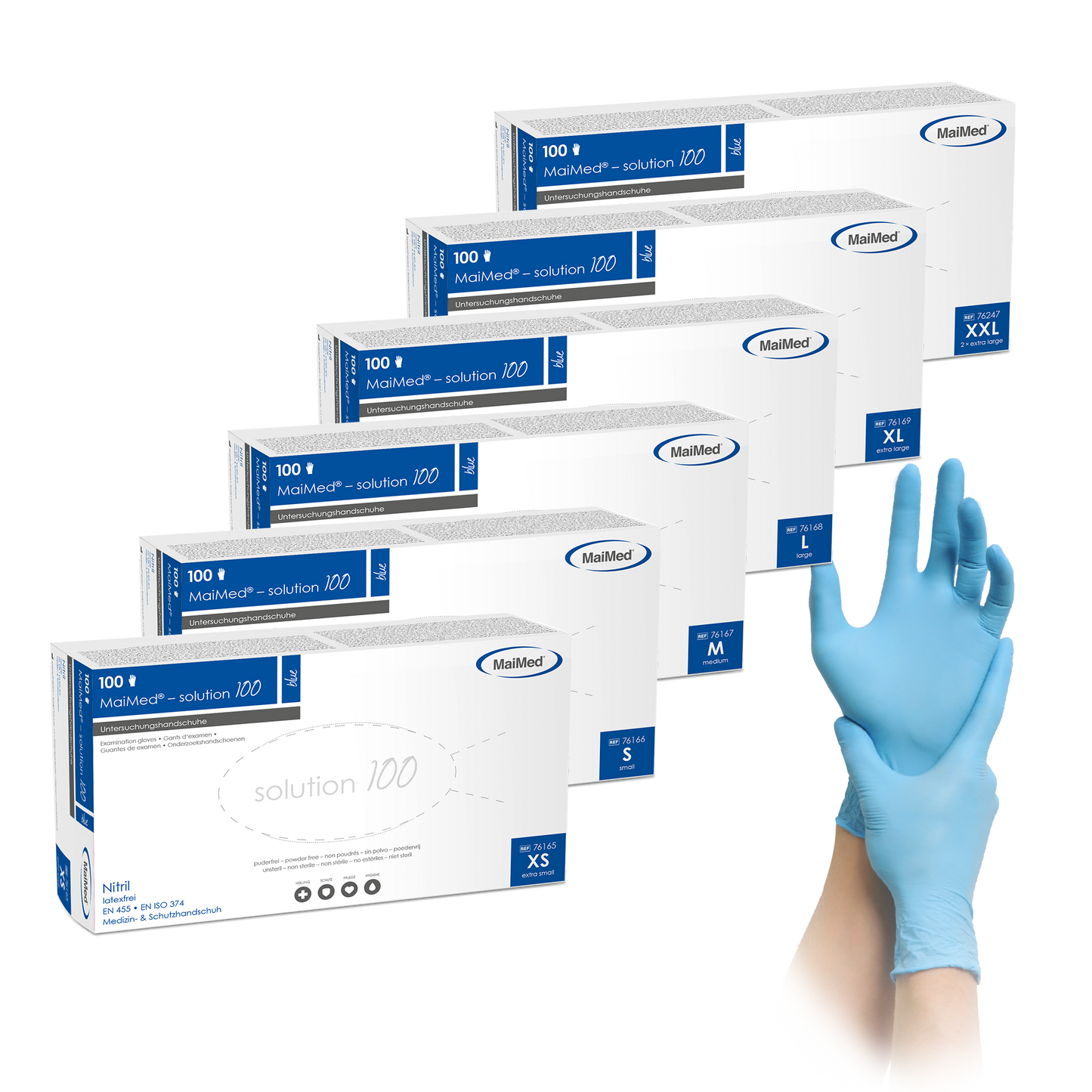 MaiMed-solution100 blue Nitrilhandschuhe puderfrei, latexfrei