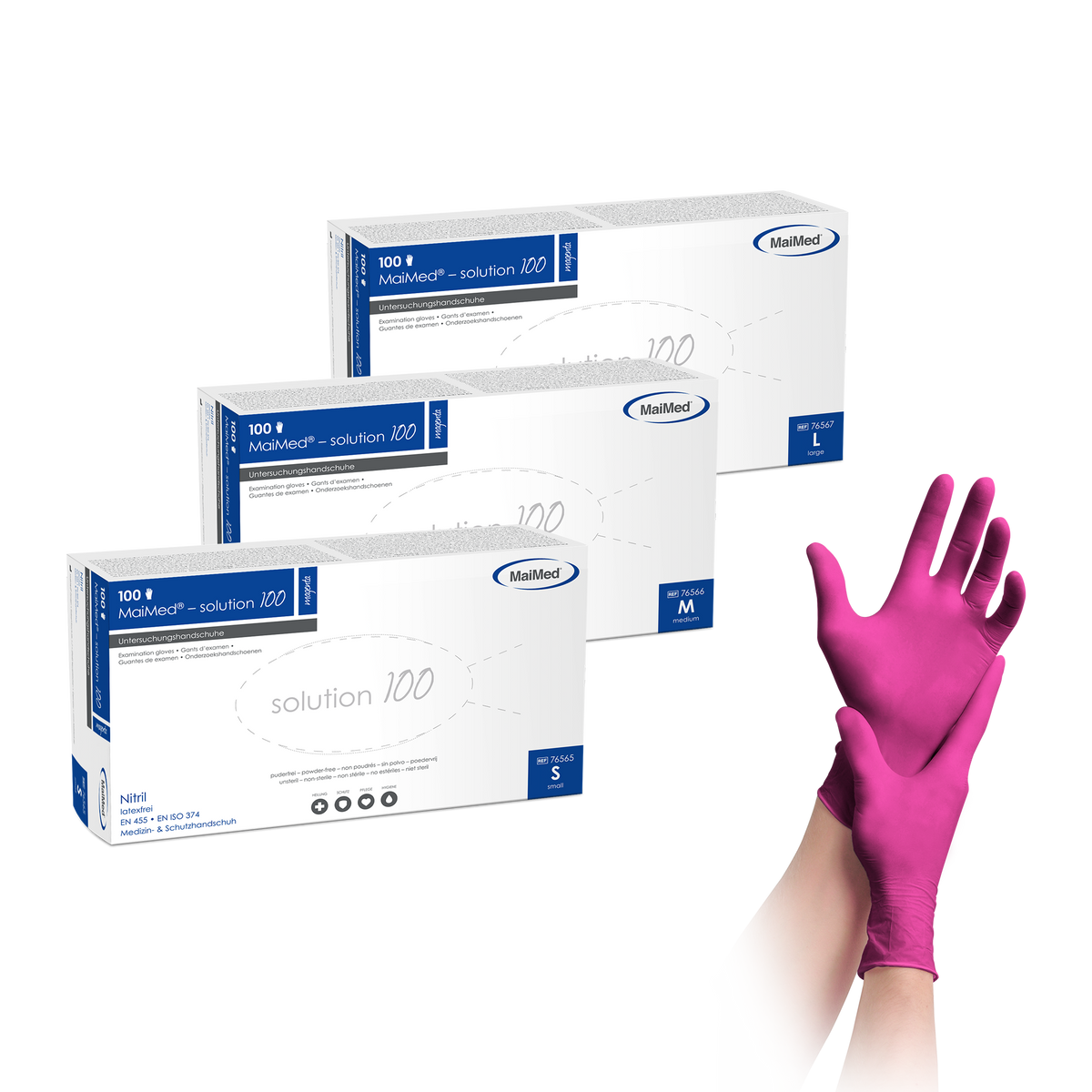 MaiMed-solution100 magenta Nitrilhandschuhe puderfrei, latexfrei