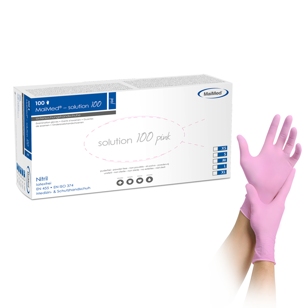 MaiMed-solution100 pink Nitrilhandschuhe puderfrei, latexfrei