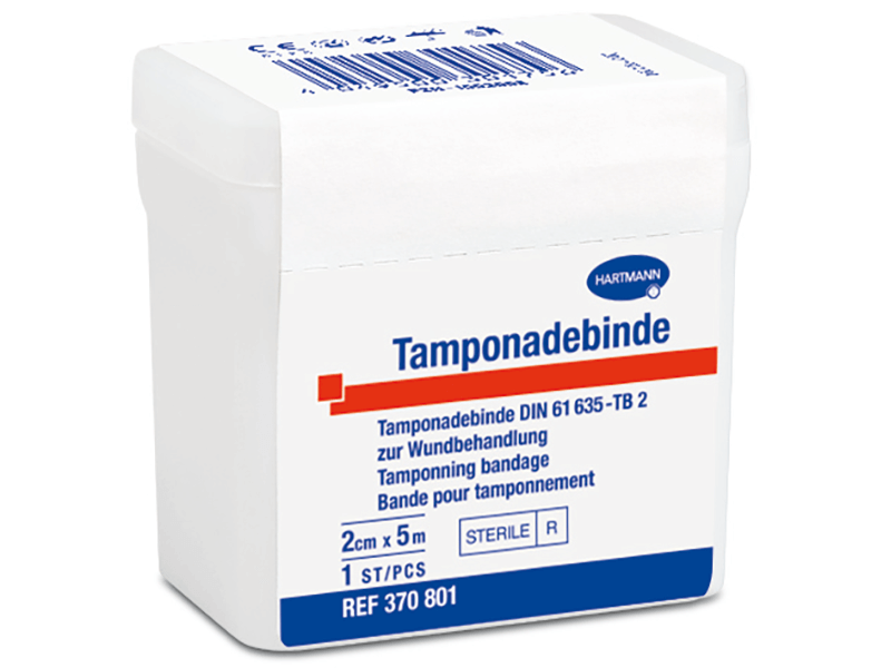 Sterile Hartmann Tamponadebinde in Verpackung, 2 cm x 5 m.