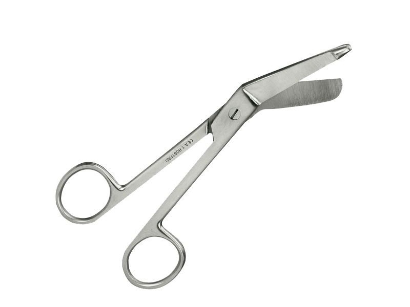 Verbandschere nach Lister mit abgeflachtem Ende, 14cm lang