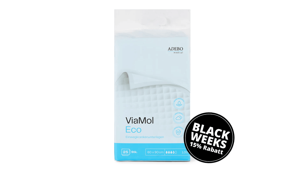 Verpackung der ViaMol Eco Bettschutzeinlagen mit 1000 ml Volumen.